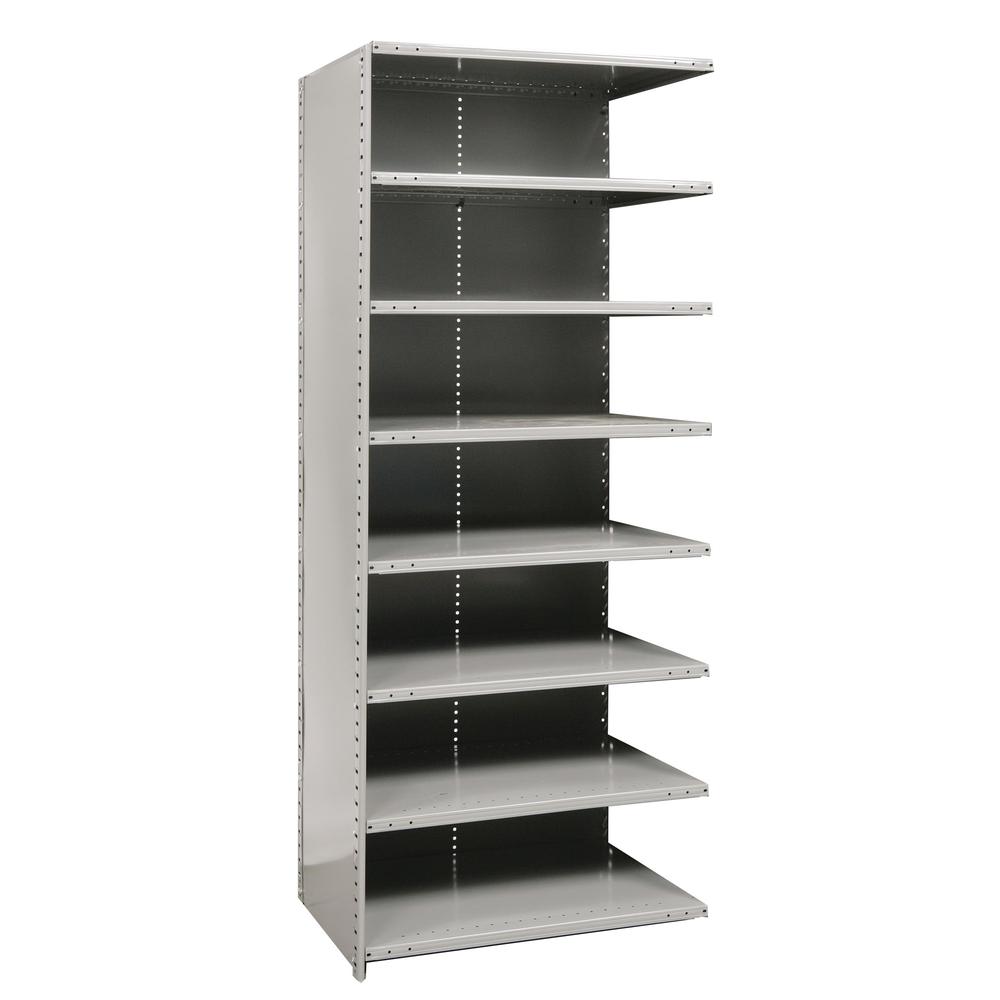 Hallowell Hi-Tech Metal Shelving 36"W x 18"D x 87"H 725 Dark Gray 8 Adjustable Shelves Add-on Unit Closed Style. Picture 5
