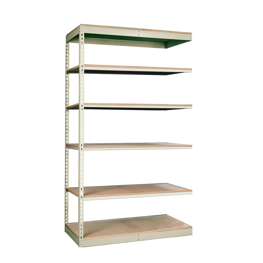 Rivetwell, Single Rivet Boltless Shelving 48"W x 12"D x 84"H  729 Tan 6 Levels Add-on Unit Decking not included. Picture 1