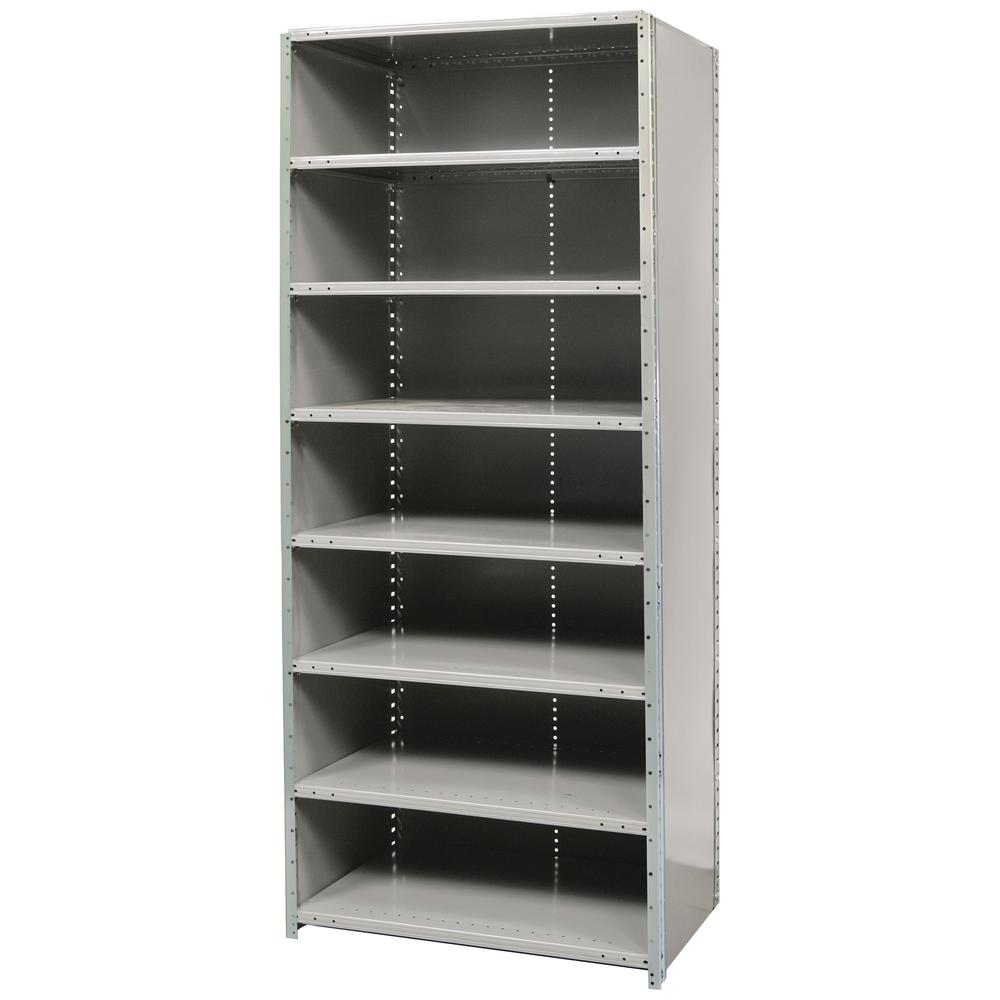 Hallowell Hi-Tech Free Standing Shelving 36"W x 18"D x 87"H 725 Dark Gray 8 Adjustable Shelves Stand Alone Unit Closed Style. Picture 1