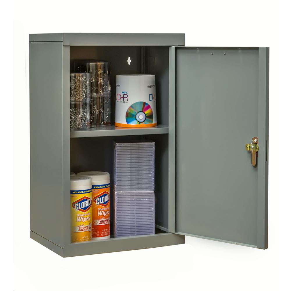 400 Series Wallmount Solid Storage Cabinet, 16"W x 12"D x 26"H, 725 Dark Gray, Single Tier, Solid Door, 1-Wide, Assembled. Picture 1