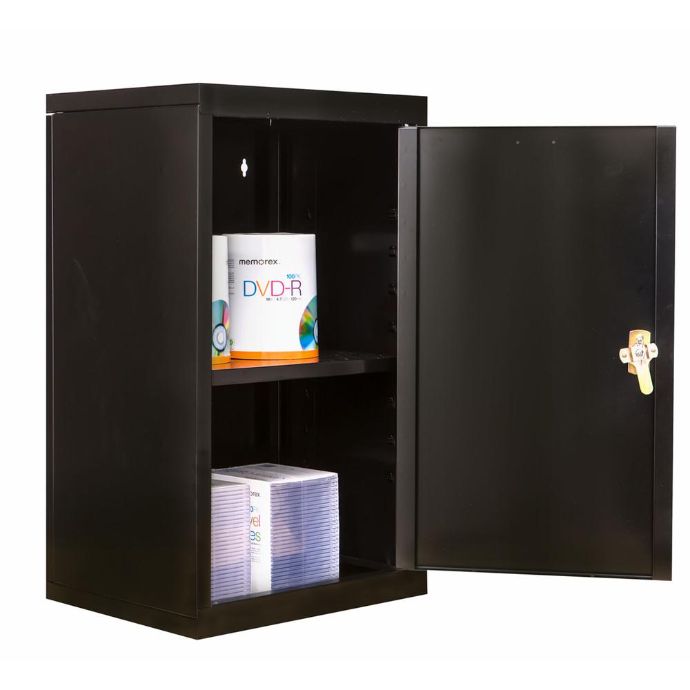 400 Series Wallmount Solid Storage Cabinet, 16"W x 12"D x 26"H, 708 Midnight Ebony, Single Tier, Solid Door, 1-Wide, Assembled. Picture 1