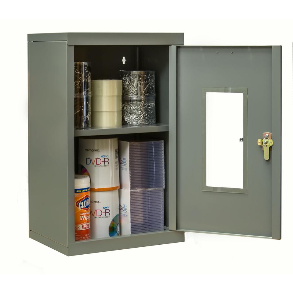 400 Series Wallmount SV Storage Cabinet, 16"W x 12"D x 26"H, 725 Dark Gray, Single Tier, Safety-View Door, 1-Wide, Assembled. Picture 1