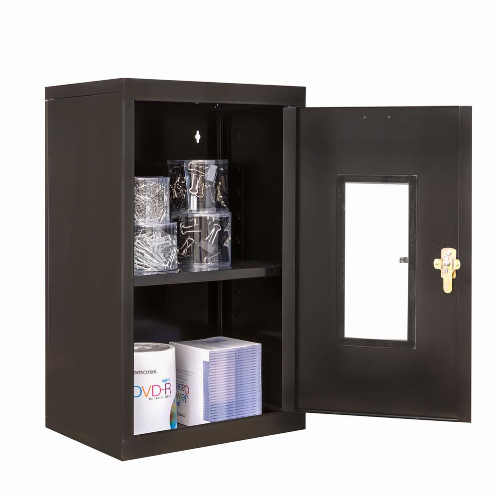 400 Series Wallmount SV Storage Cabinet, 16"W x 12"D x 26"H, 708 Midnight Ebony, Single Tier, Safety-View Door, 1-Wide, Assembled. Picture 1