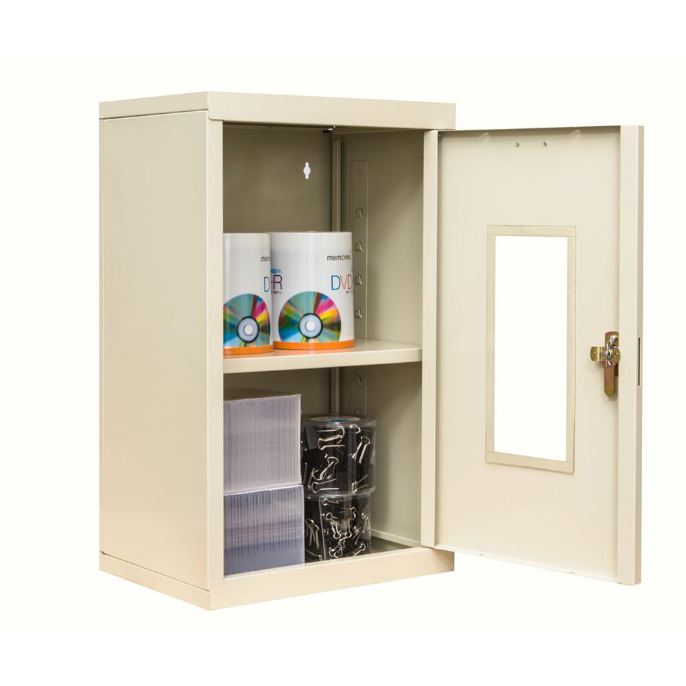 400 Series Wallmount SV Storage Cabinet, 16"W x 12"D x 26"H, 729 Tan, Single Tier, Safety-View Door, 1-Wide, Assembled. Picture 1