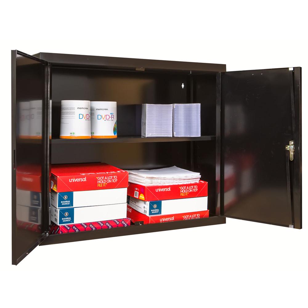 400 Series Wallmount Solid Storage Cabinet, 36"W x 12"D x 30"H, 708 Midnight Ebony, Single Tier, Double Solid Door, 1-Wide, Knock-down. Picture 1