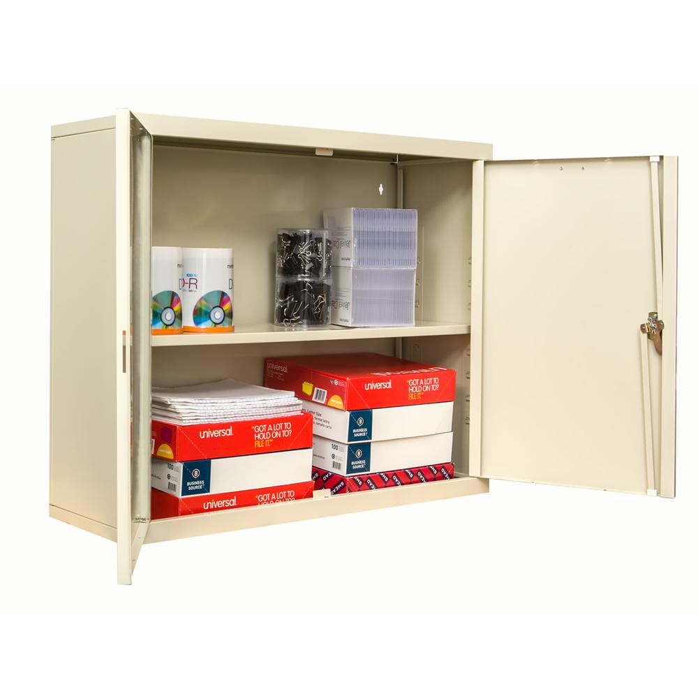 400 Series Wallmount Solid Storage Cabinet, 36"W x 12"D x 30"H, 729 Tan, Single Tier, Double Solid Door, 1-Wide, Knock-down. Picture 1
