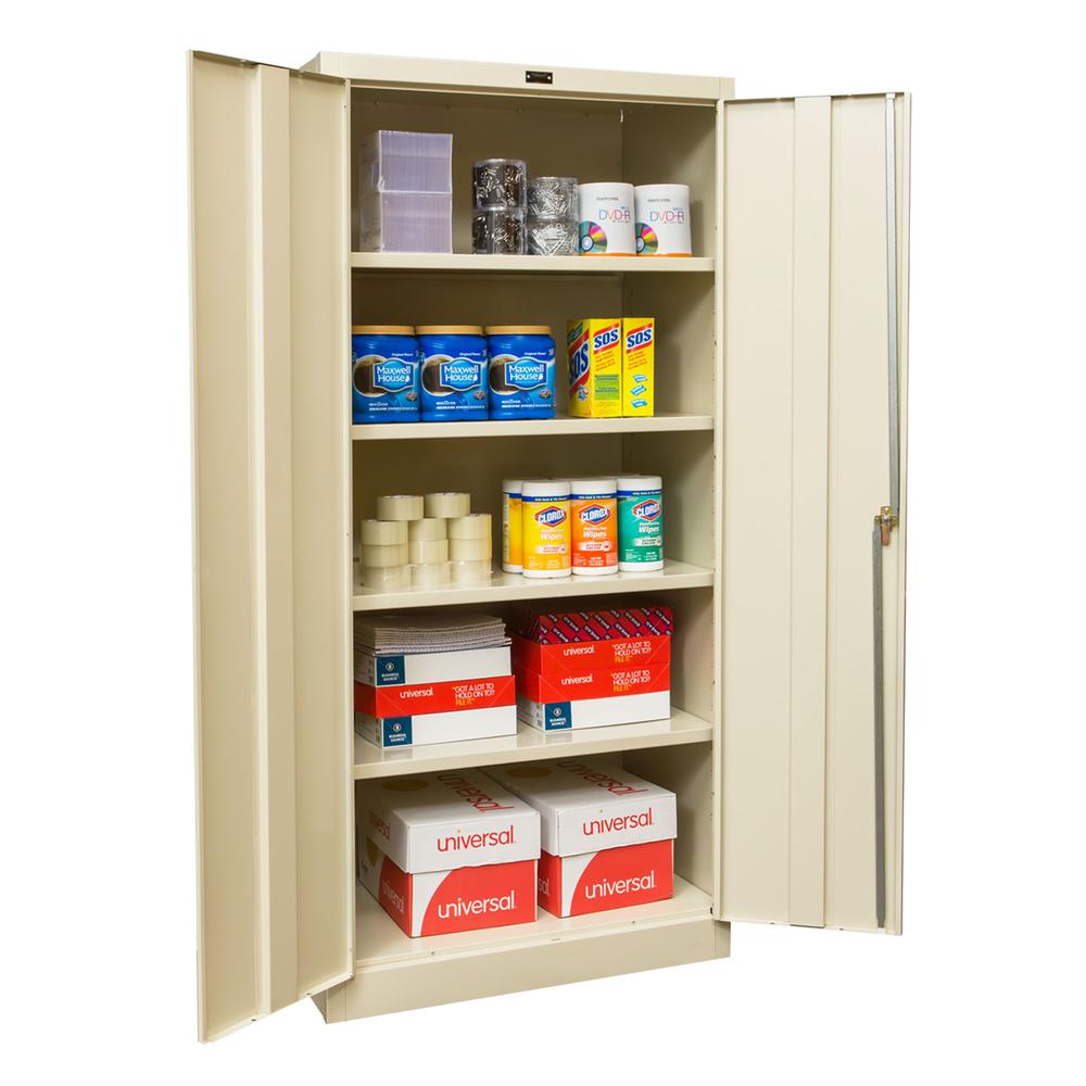 400 Series Stationary Solid Storage Cabinet, 36"W x 24"D x 72"H, 729 Tan, Single Tier, Double Solid Door, 1-Wide, Knock-down. Picture 1