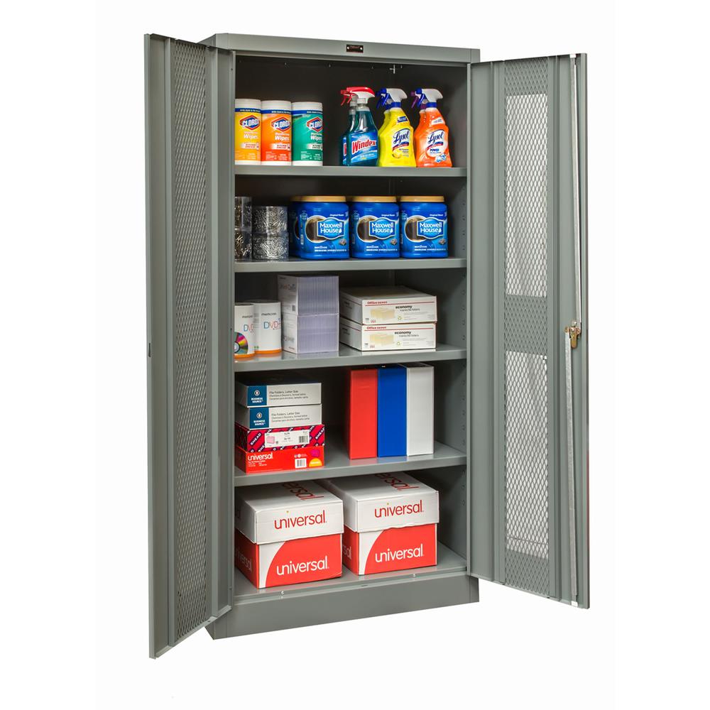 400 Series Stationary Ventilated Storage Cabinet, 36"W x 24"D x 72"H, 725 Dark Gray, Single Tier, Double Ventilated Door, 1-Wide, Knock-down. Picture 1