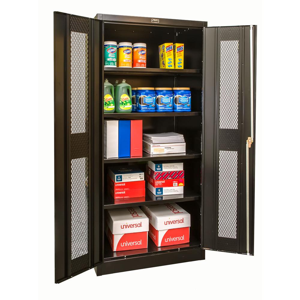400 Series Stationary Ventilated Storage Cabinet, 36"W x 24"D x 72"H, 708 Midnight Ebony, Single Tier, Double Ventilated Door, 1-Wide, Knock-down. Picture 1