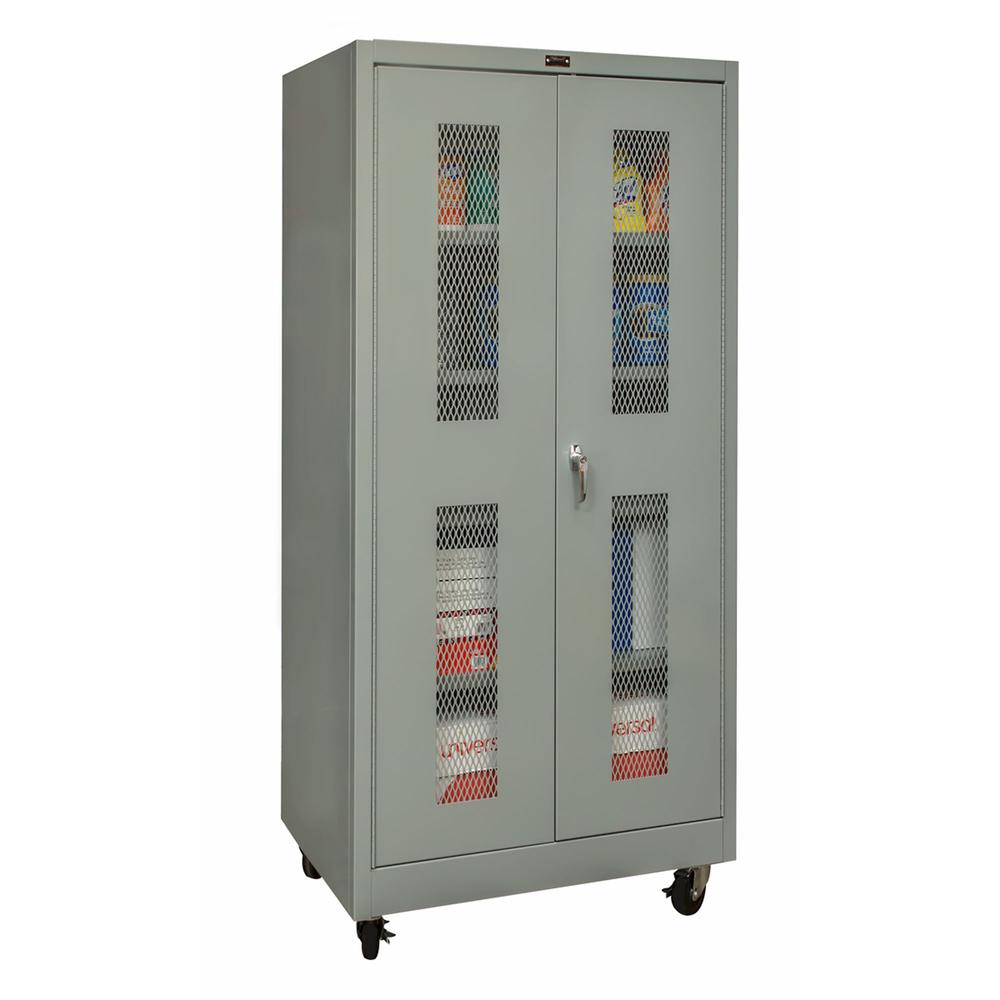 400 Series Mobile Ventilated Storage Cabinet, 36"W x 24"D x 72"H, 725 Dark Gray, Single Tier, Double Ventilated Door, 1-Wide, Assembled. Picture 2