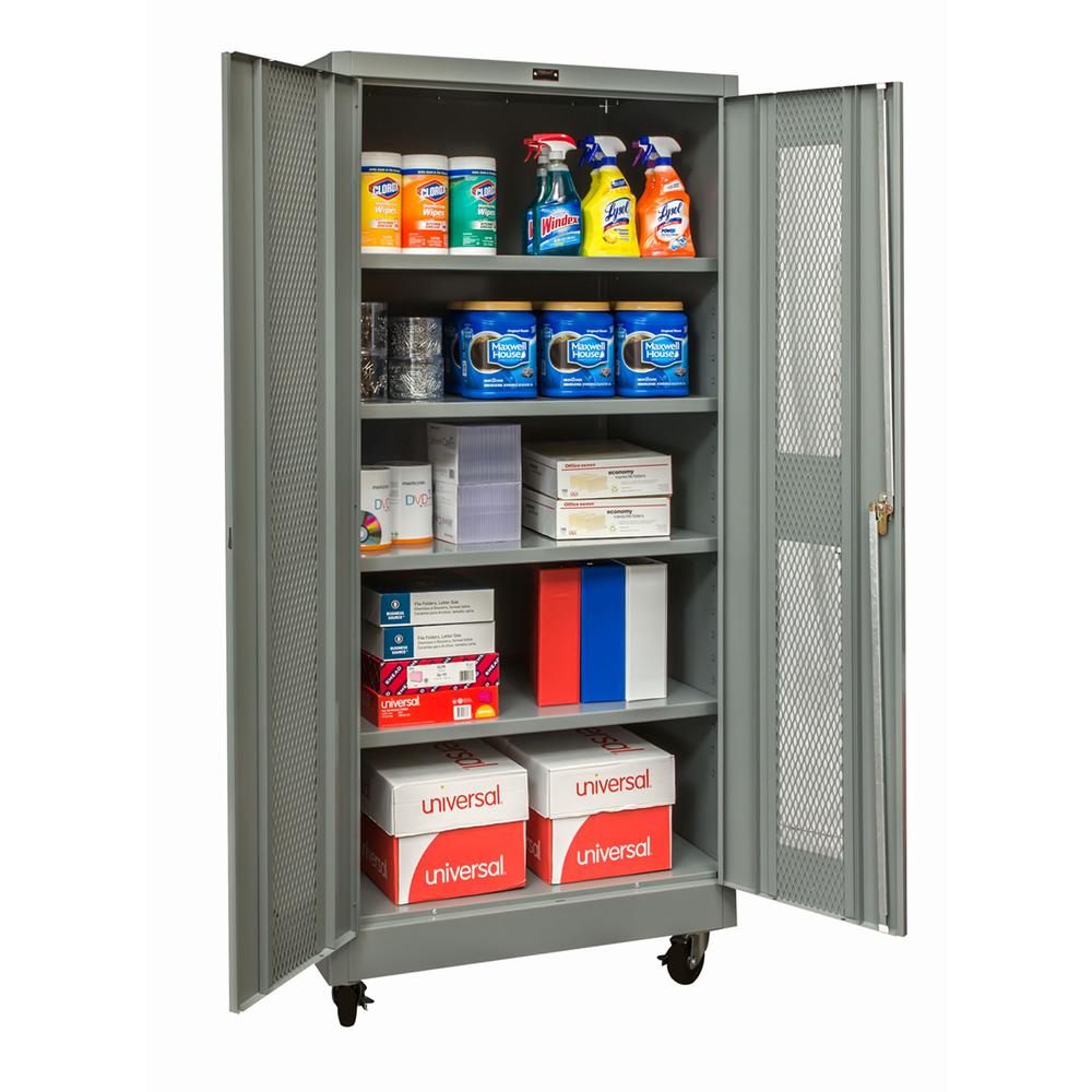 400 Series Mobile Ventilated Storage Cabinet, 36"W x 24"D x 72"H, 725 Dark Gray, Single Tier, Double Ventilated Door, 1-Wide, Assembled. Picture 1