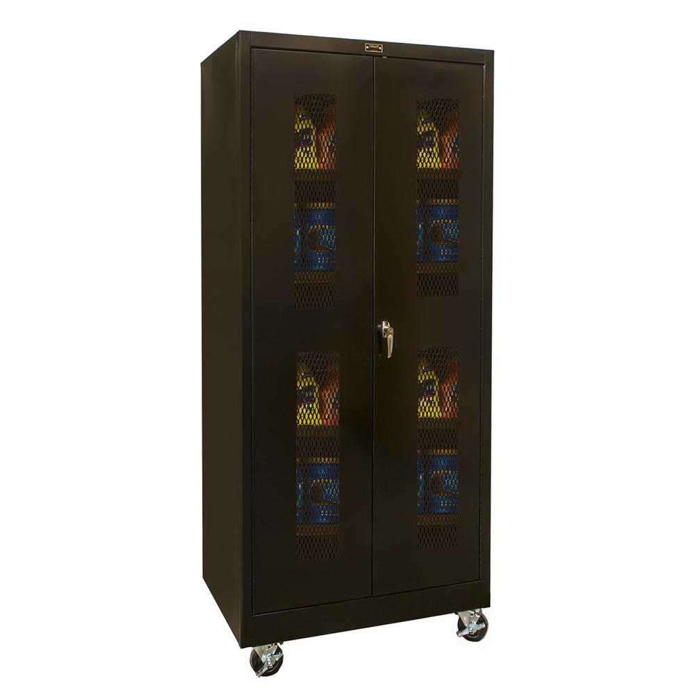 400 Series Mobile Ventilated Storage Cabinet, 36"W x 24"D x 72"H, 708 Midnight Ebony, Single Tier, Double Ventilated Door, 1-Wide, Assembled. Picture 2