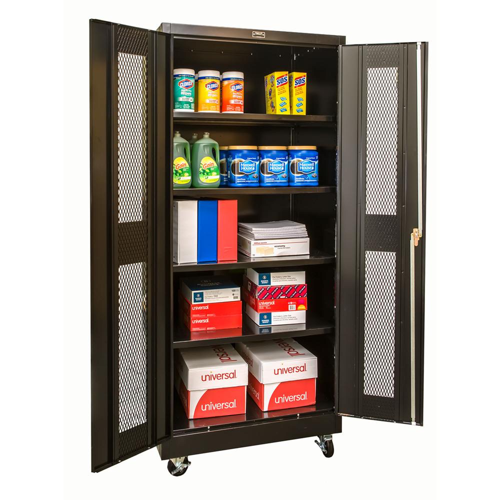 400 Series Mobile Ventilated Storage Cabinet, 36"W x 24"D x 72"H, 708 Midnight Ebony, Single Tier, Double Ventilated Door, 1-Wide, Assembled. Picture 1