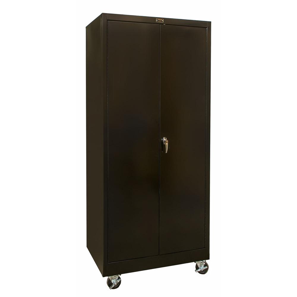 400 Series Mobile Solid Storage Cabinet, 36"W x 24"D x 72"H, 708 Midnight Ebony, Single Tier, Double Solid Door, 1-Wide, Assembled. Picture 2