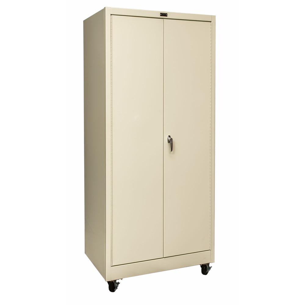 400 Series Mobile Solid Storage Cabinet, 36"W x 24"D x 72"H, 729 Tan, Single Tier, Double Solid Door, 1-Wide, Assembled. Picture 2