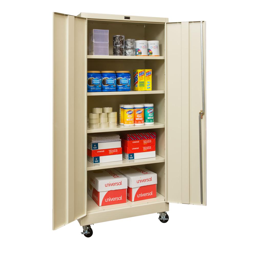 400 Series Mobile Solid Storage Cabinet, 36"W x 24"D x 72"H, 729 Tan, Single Tier, Double Solid Door, 1-Wide, Assembled. Picture 1