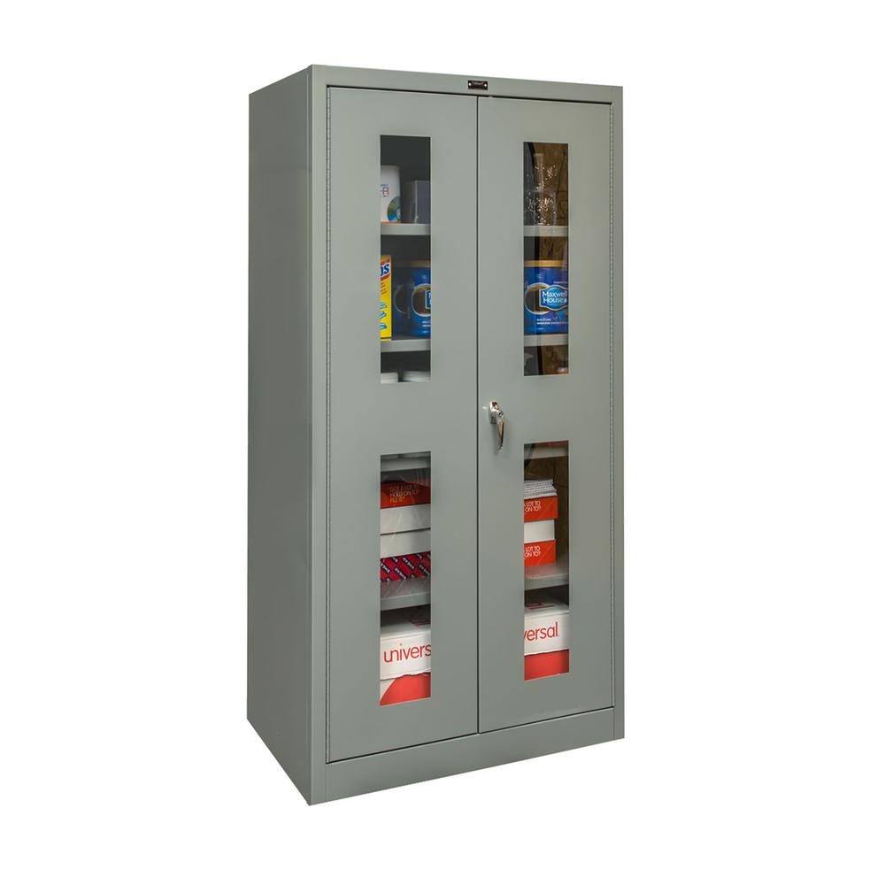 400 Series Stationary SV Storage Cabinet, 36"W x 24"D x 72"H, 725 Dark Gray, Single Tier, Double Safety-View Door, 1-Wide, Knock-down. Picture 2