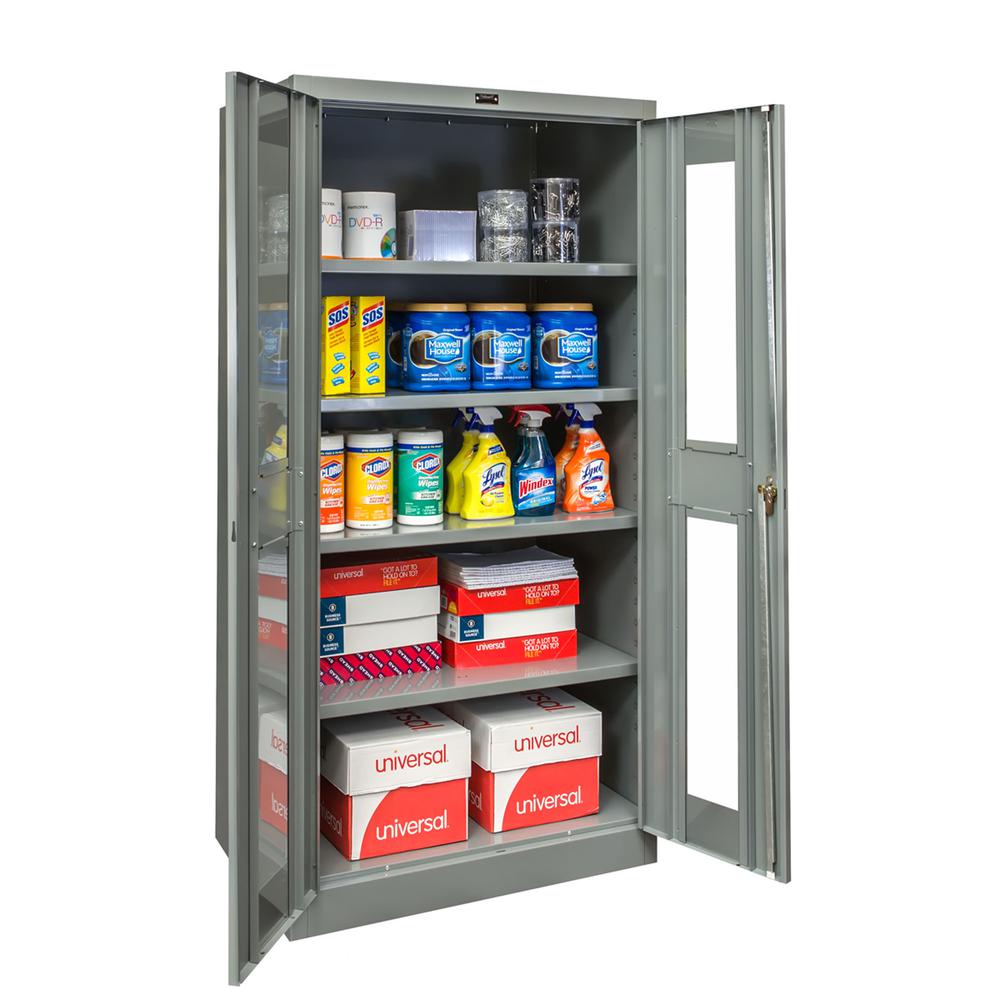 400 Series Stationary SV Storage Cabinet, 36"W x 24"D x 72"H, 725 Dark Gray, Single Tier, Double Safety-View Door, 1-Wide, Knock-down. Picture 1