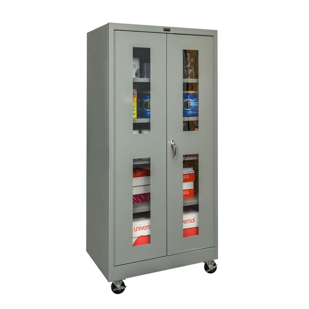 400 Series Mobile SV Storage Cabinet, 36"W x 24"D x 72"H, 725 Dark Gray, Single Tier, Double Safety-View Door, 1-Wide, Assembled. Picture 2