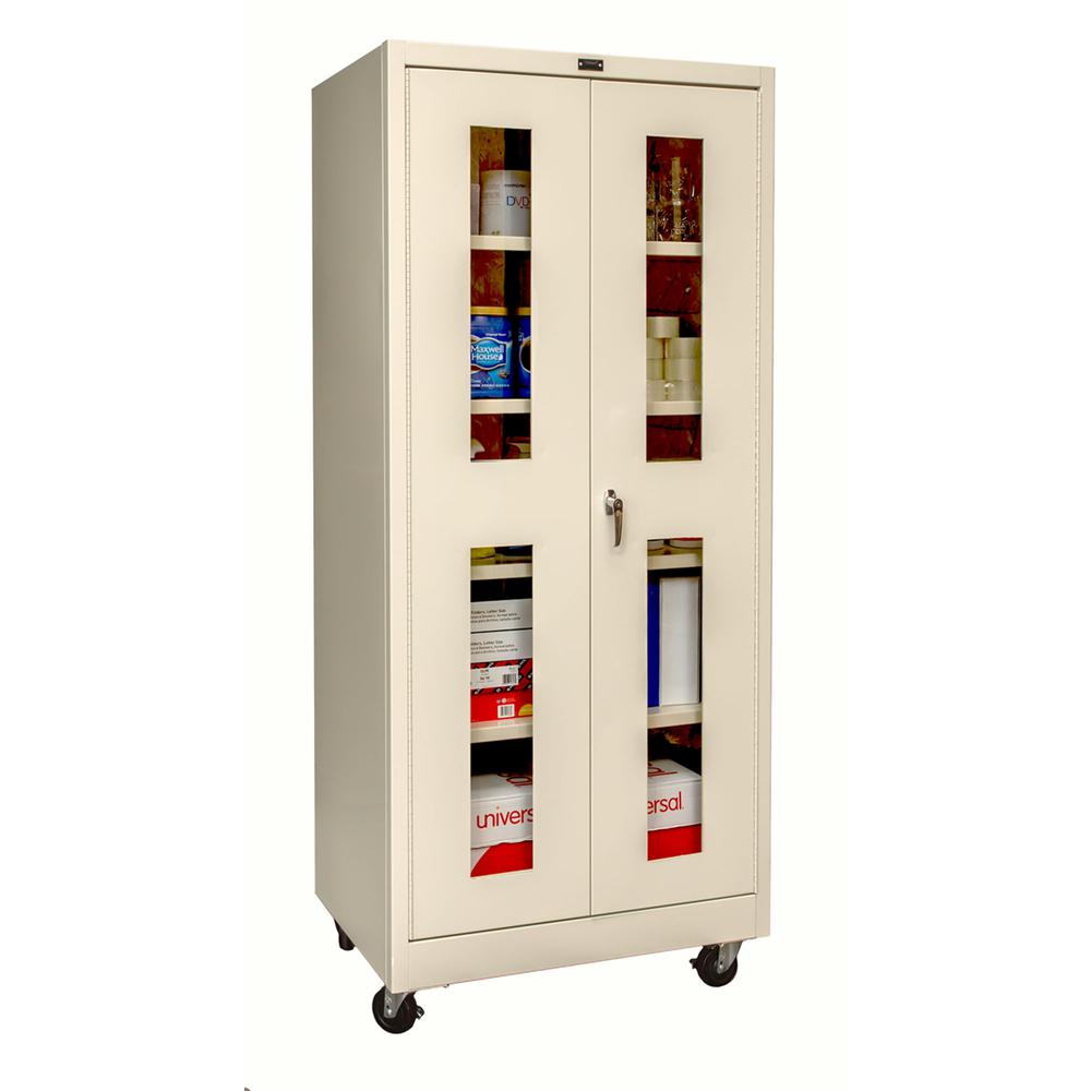 400 Series Mobile SV Storage Cabinet, 36"W x 24"D x 72"H, 729 Tan, Single Tier, Double Safety-View Door, 1-Wide, Assembled. Picture 2