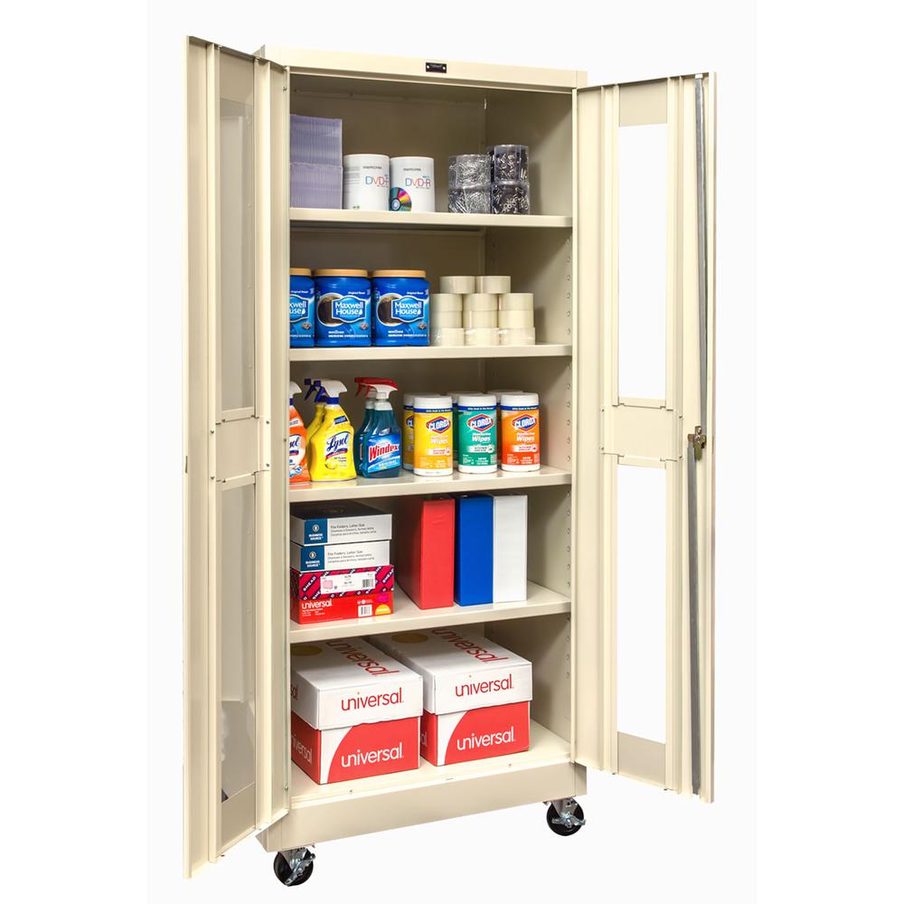 400 Series Mobile SV Storage Cabinet, 36"W x 24"D x 72"H, 729 Tan, Single Tier, Double Safety-View Door, 1-Wide, Assembled. Picture 1