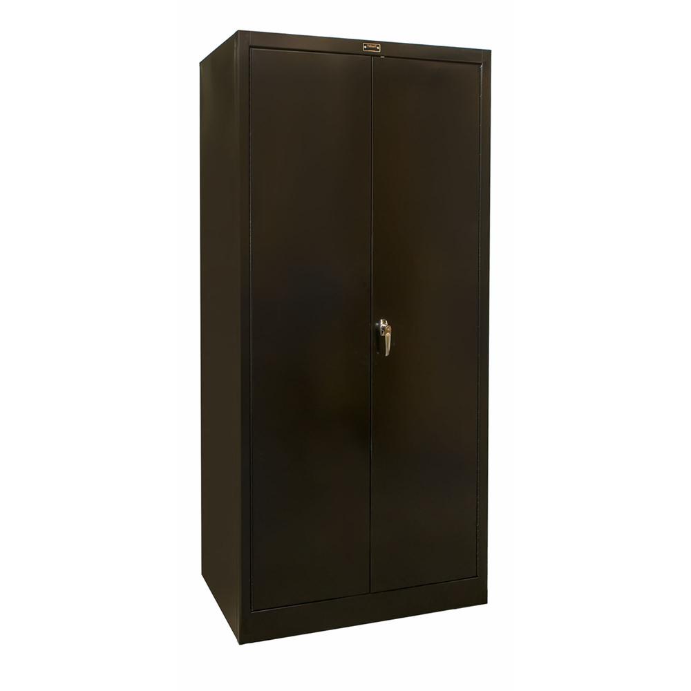 400 Series Stationary Solid Wardrobe Cabinet, 36"W x 24"D x 72"H, 708 Midnight Ebony, Single Tier, Double Solid Door, 1-Wide, Knock-down. Picture 2