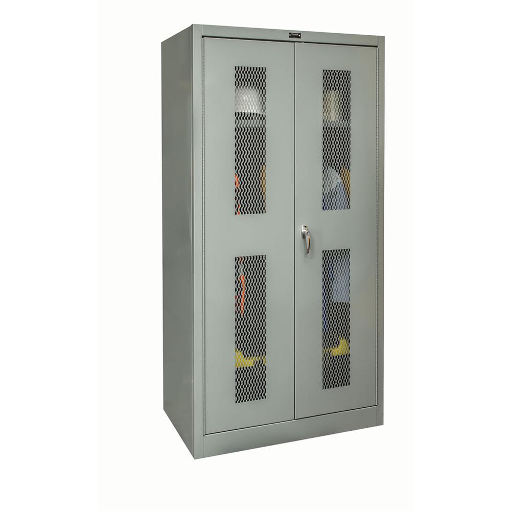 400 Series Stationary Ventilated Wardrobe Cabinet, 36"W x 24"D x 72"H, 725 Dark Gray, Single Tier, Double Ventilated Door, 1-Wide, Knock-down. Picture 2