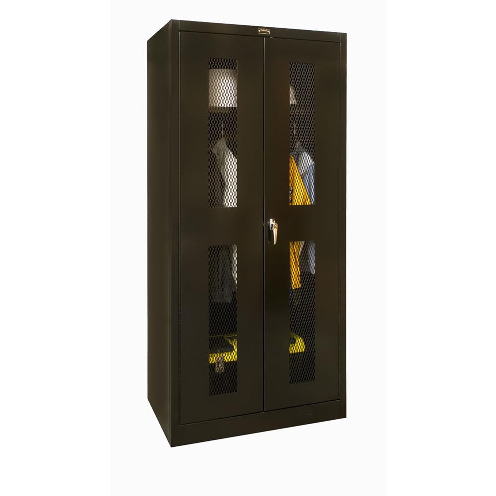 400 Series Stationary Ventilated Wardrobe Cabinet, 36"W x 24"D x 72"H, 708 Midnight Ebony, Single Tier, Double Ventilated Door, 1-Wide, Knock-down. Picture 2