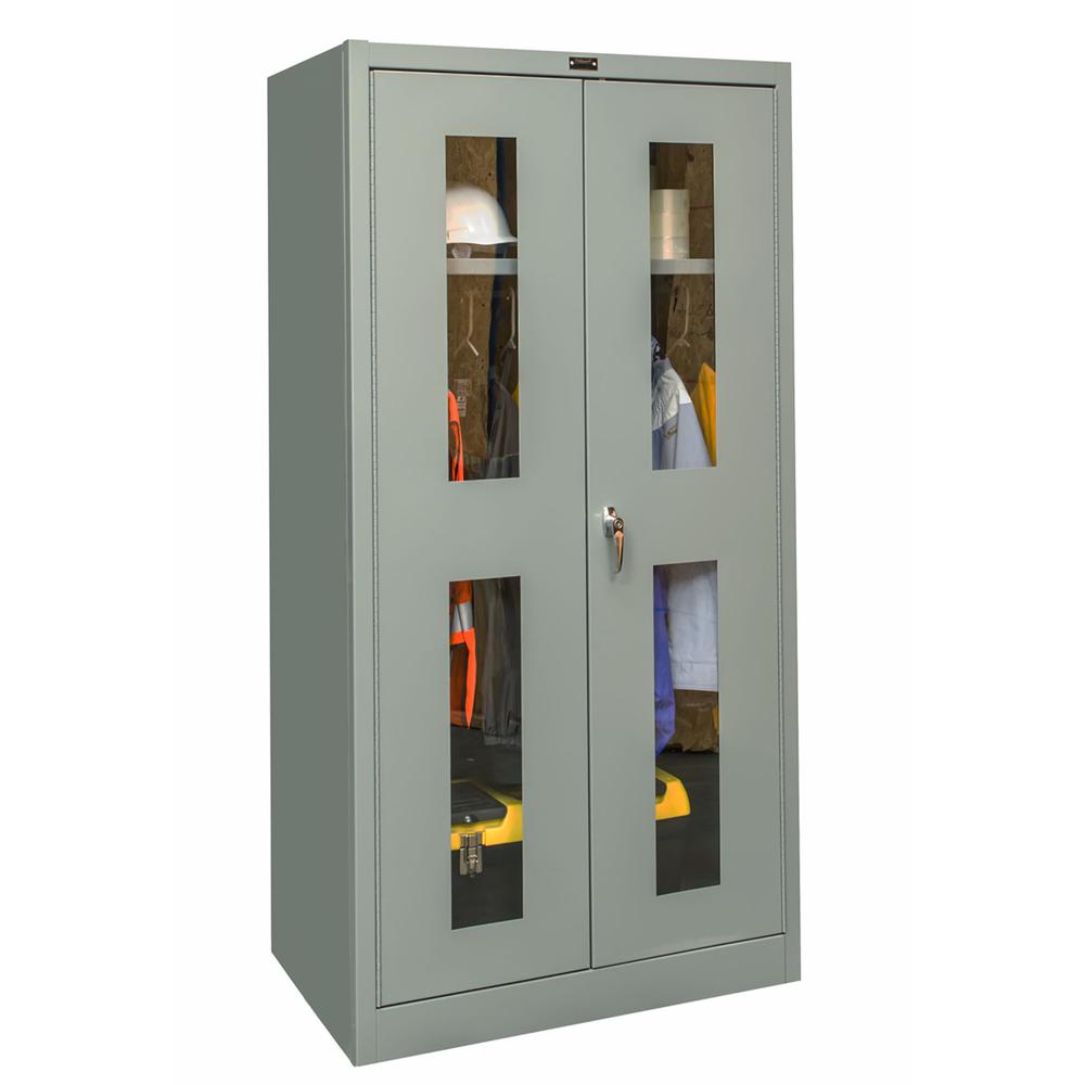 400 Series Stationary SV Wardrobe Cabinet, 36"W x 24"D x 72"H, 725 Dark Gray, Single Tier, Double Safety-View Door, 1-Wide, Knock-down. Picture 2