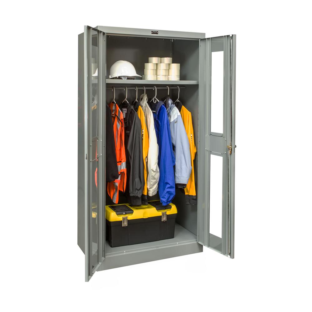 400 Series Stationary SV Wardrobe Cabinet, 36"W x 24"D x 72"H, 725 Dark Gray, Single Tier, Double Safety-View Door, 1-Wide, Knock-down. Picture 1