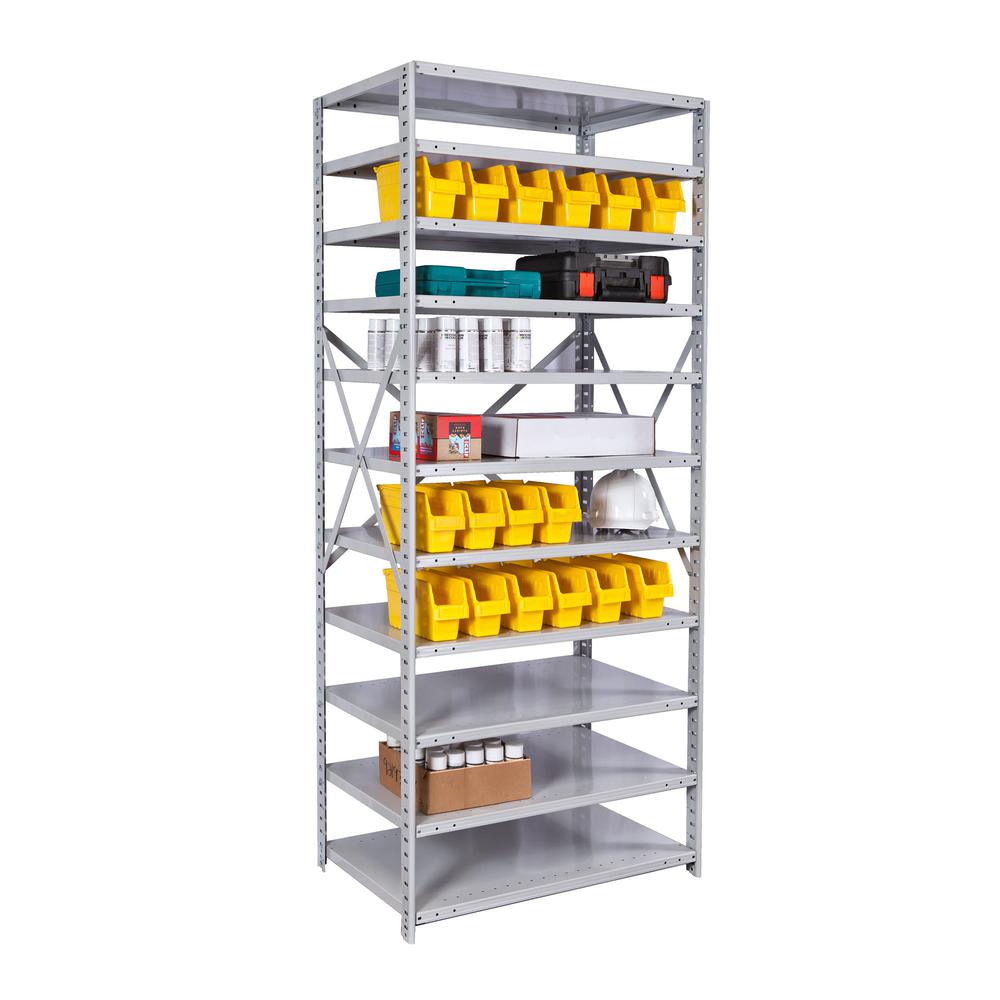 MedSafe Antimicrobial Hi-Tech Shelving 36"W x 18"D x 87"H 711 Light Gray 11 Adjustable Shelves Starter Unit Open Style with Sway Braces. Picture 3