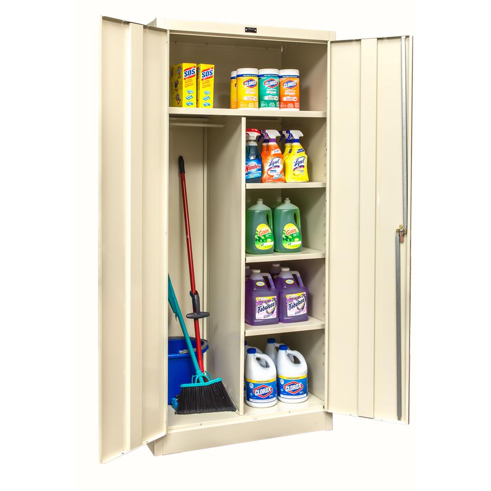 400 Series Stationary Solid Combination Cabinet, 36"W x 24"D x 72"H, 729 Tan, Single Tier, Double Solid Door, 1-Wide, Knock-down. Picture 1