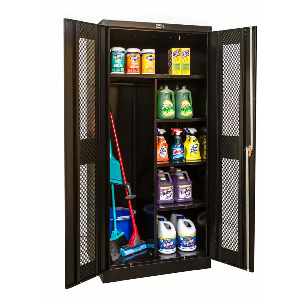 400 Series Stationary Ventilated Combination Cabinet, 36"W x 24"D x 72"H, 708 Midnight Ebony, Single Tier, Double Ventilated Door, 1-Wide, Knock-down. Picture 1