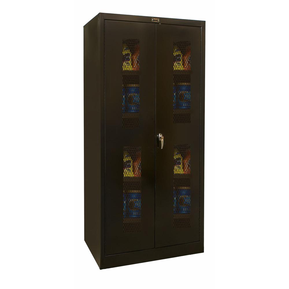 800 Series Stationary Storage Cabinet, 36"W  x 24"D x 78"H, 708 Midnight Ebony, Single Tier, Double Ventilated Door, 1-Wide, Knock-down. Picture 2