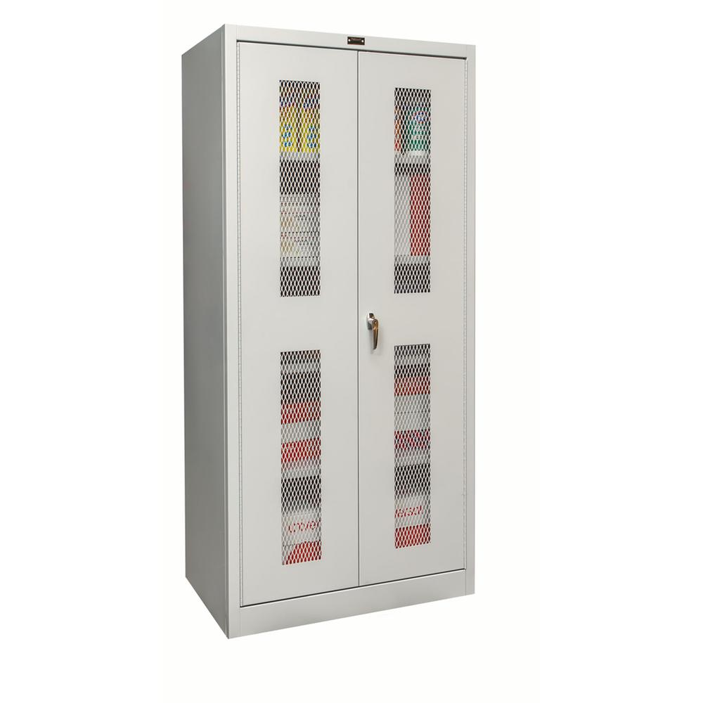800 Series Stationary Storage Cabinet, 36"W  x 24"D x 78"H, 711 Light Gray - Antimicrobial, Single Tier, Double Ventilated Door, 1-Wide, Knock-down. Picture 2