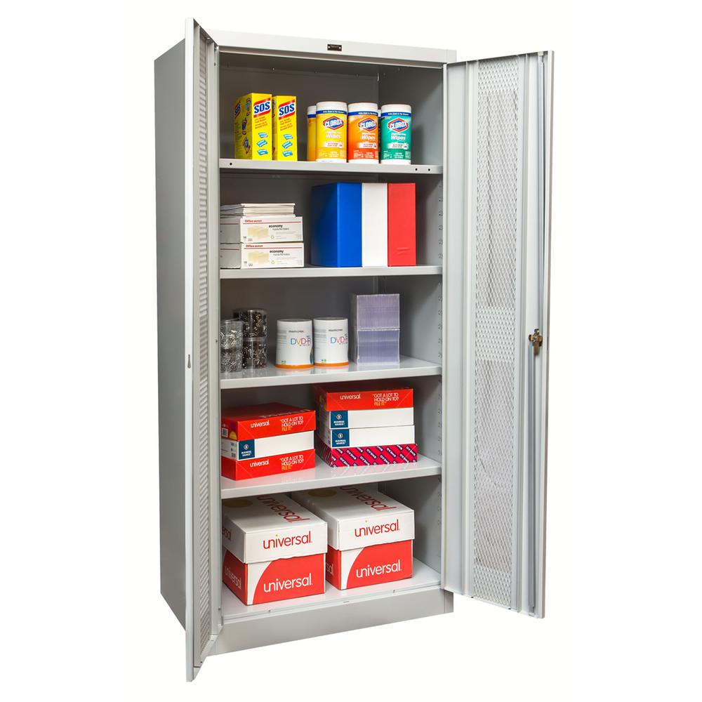 800 Series Stationary Storage Cabinet, 36"W  x 24"D x 78"H, 711 Light Gray - Antimicrobial, Single Tier, Double Ventilated Door, 1-Wide, Knock-down. Picture 1