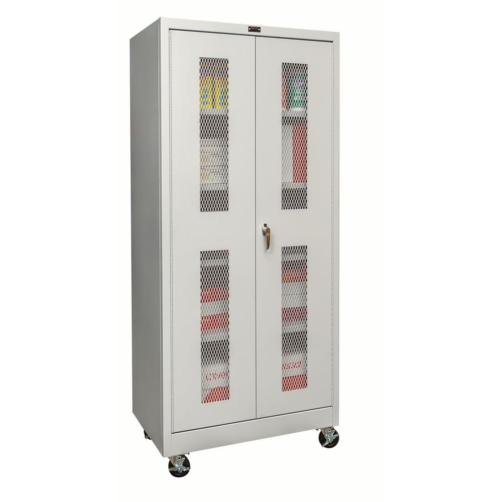 800 Series Mobile Storage Cabinet, 36"W  x 24"D x 78"H, 711 Light Gray - Antimicrobial, Single Tier, Double Ventilated Door, 1-Wide, Assembled. Picture 2