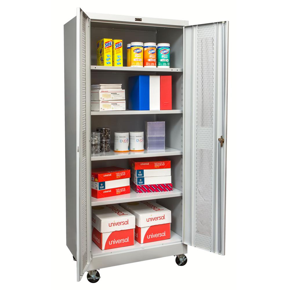 800 Series Mobile Storage Cabinet, 36"W  x 24"D x 78"H, 711 Light Gray - Antimicrobial, Single Tier, Double Ventilated Door, 1-Wide, Assembled. Picture 1