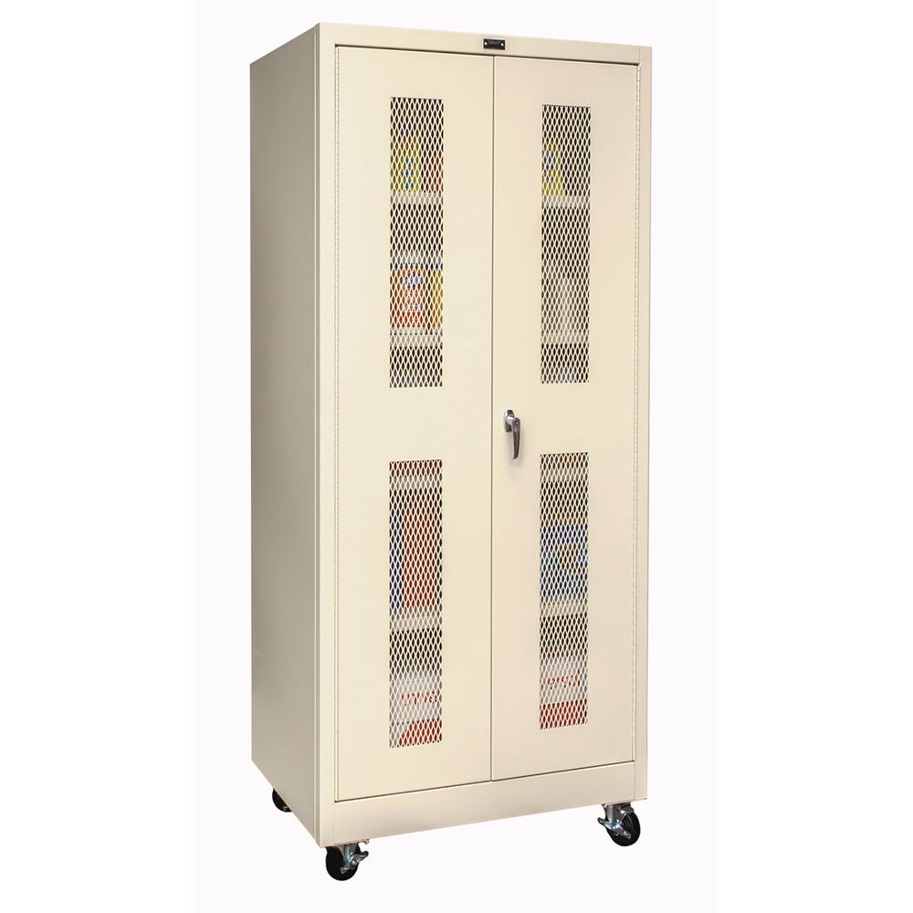 800 Series Mobile Storage Cabinet, 36"W  x 24"D x 78"H, 729 Tan, Single Tier, Double Ventilated Door, 1-Wide, Assembled. Picture 2