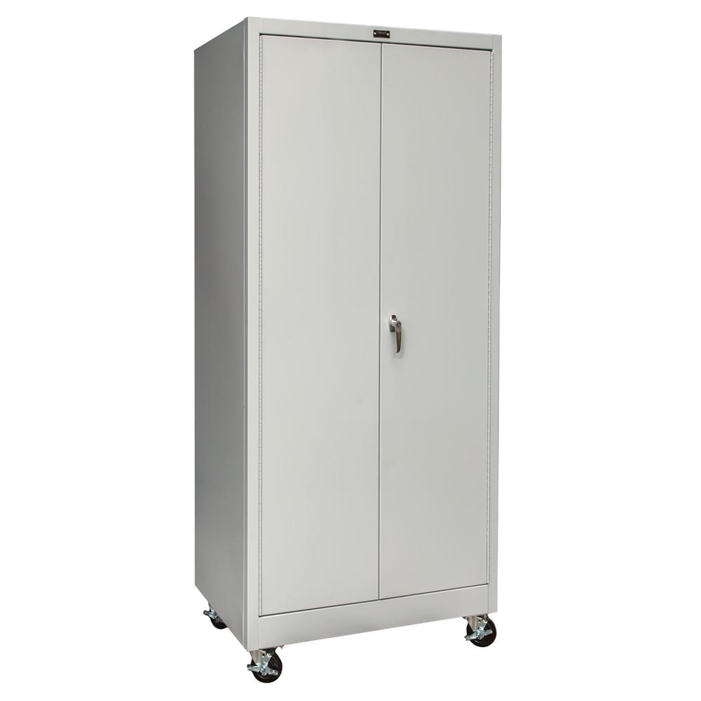 800 Series Mobile Storage Cabinet, 36"W  x 24"D x 78"H, 711 Light Gray - Antimicrobial, Single Tier, Double Solid Door, 1-Wide, Assembled. Picture 2