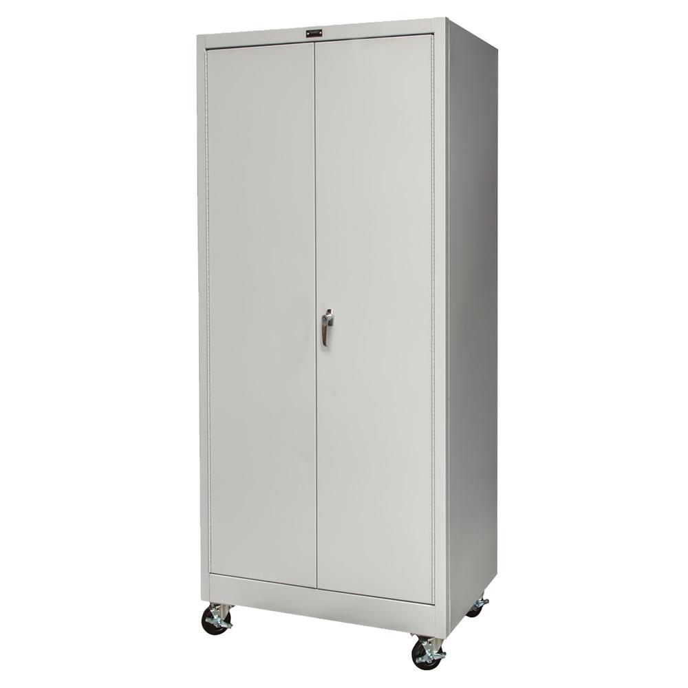 800 Series Mobile Storage Cabinet, 36"W  x 24"D x 78"H, 711 Light Gray - Antimicrobial, Single Tier, Double Solid Door, 1-Wide, Assembled. Picture 3