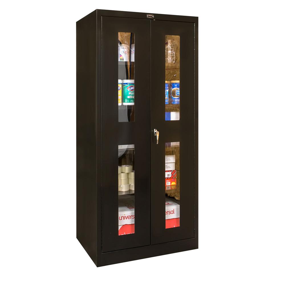 800 Series Stationary Storage Cabinet, 36"W  x 24"D x 78"H, 708 Midnight Ebony, Single Tier, Double Safety-View Door, 1-Wide, Knock-down. Picture 2