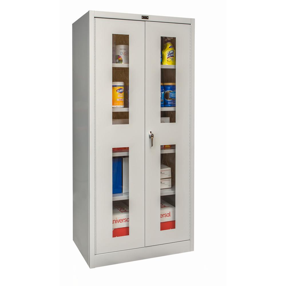 800 Series Stationary Storage Cabinet, 36"W  x 24"D x 78"H, 711 Light Gray - Antimicrobial, Single Tier, Double Safety-View Door, 1-Wide, Knock-down. Picture 2
