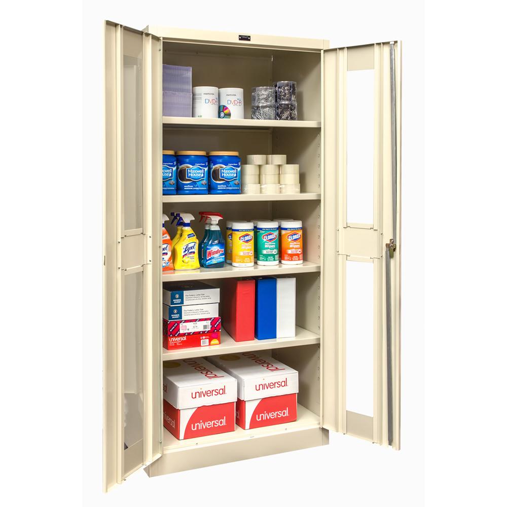 800 Series Stationary Storage Cabinet, 36"W  x 24"D x 78"H, 729 Tan, Single Tier, Double Safety-View Door, 1-Wide, Knock-down. Picture 1