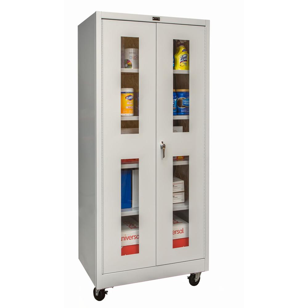 800 Series Mobile Storage Cabinet, 36"W  x 24"D x 78"H, 711 Light Gray - Antimicrobial, Single Tier, Double Safety-View Door, 1-Wide, Assembled. Picture 2