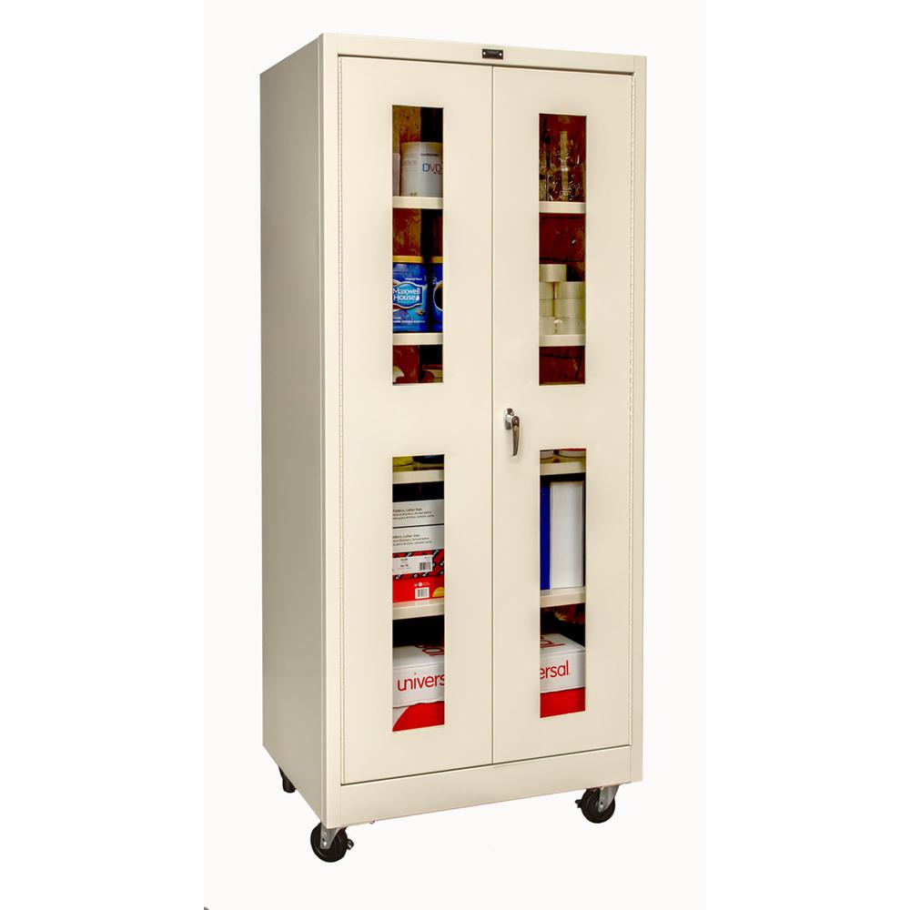 800 Series Mobile Storage Cabinet, 36"W  x 24"D x 78"H, 729 Tan, Single Tier, Double Safety-View Door, 1-Wide, Assembled. Picture 2