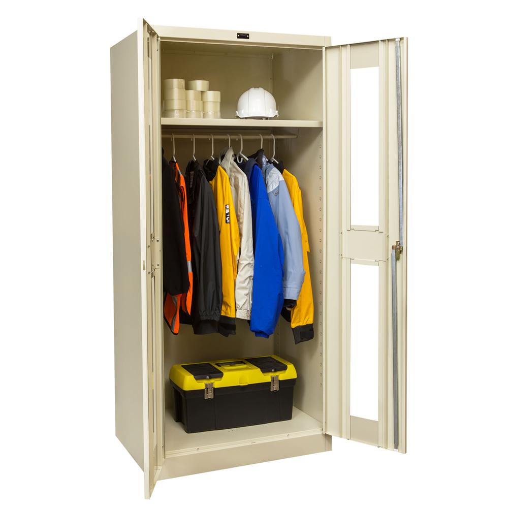 800 Series Stationary Wardrobe Cabinet, 36"W  x 24"D x 78"H, 729 Tan, Single Tier, Double Safety-View Door, 1-Wide, Knock-down. Picture 1