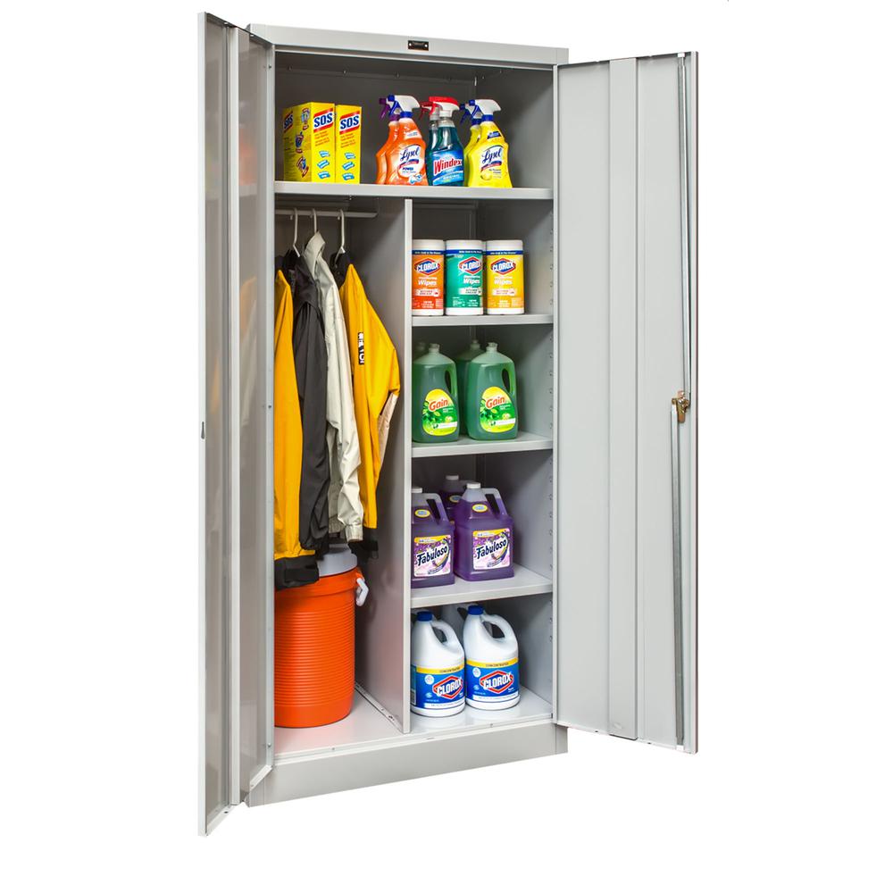 800 Series Stationary Combination Cabinet, 36"W  x 24"D x 78"H, 711 Light Gray - Antimicrobial, Single Tier, Double Solid Door, 1-Wide, Knock-down. The main picture.