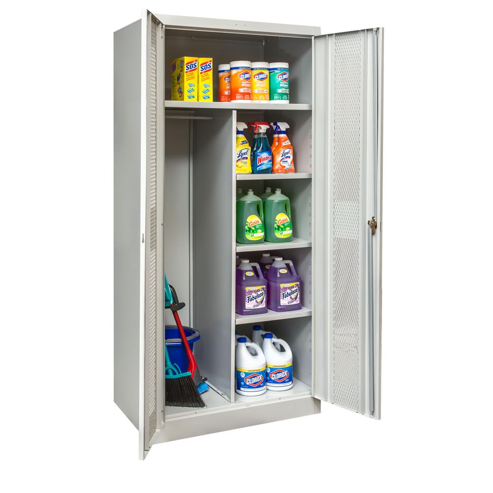 800 Series Stationary Combination Cabinet, 36"W  x 24"D x 78"H, 711 Light Gray - Antimicrobial, Single Tier, Double Ventilated Door, 1-Wide, Knock-down. Picture 1