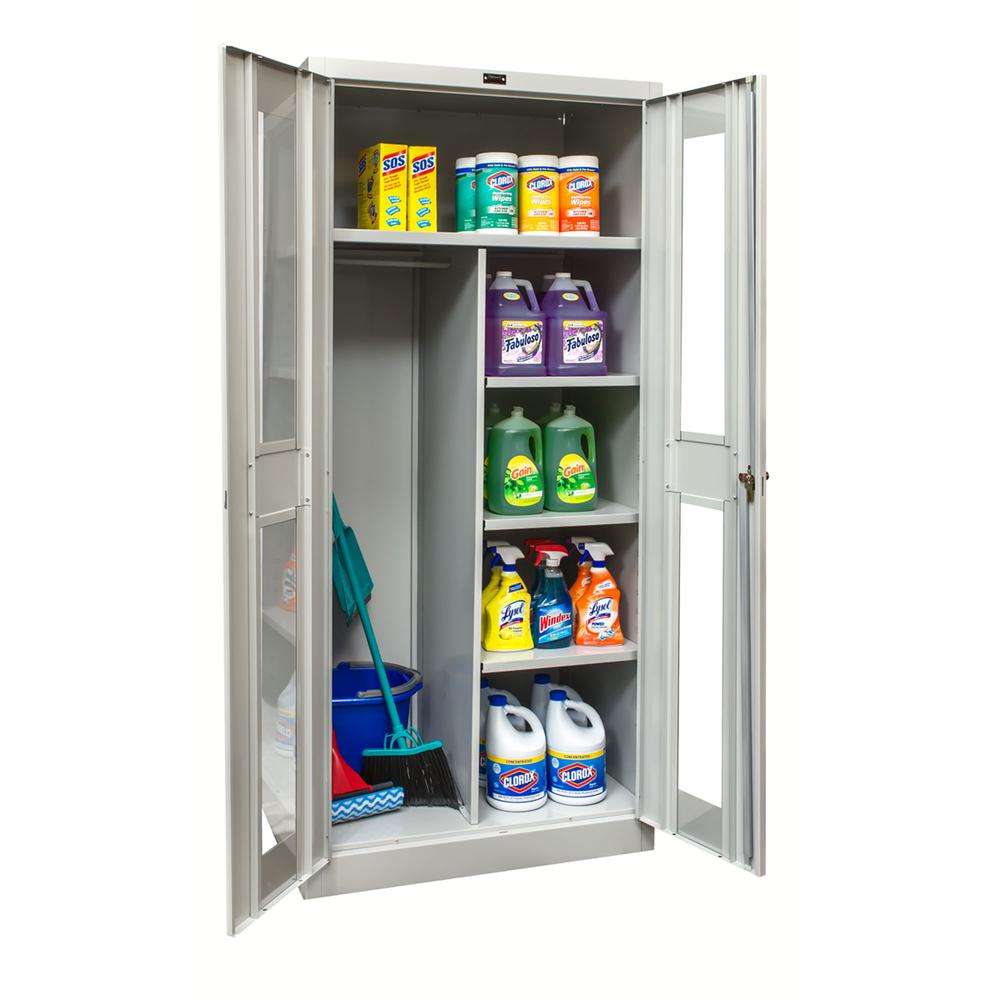 800 Series Stationary Combination Cabinet, 36"W  x 24"D x 78"H, 711 Light Gray - Antimicrobial, Single Tier, Double Safety-View Door, 1-Wide, Knock-down. Picture 1